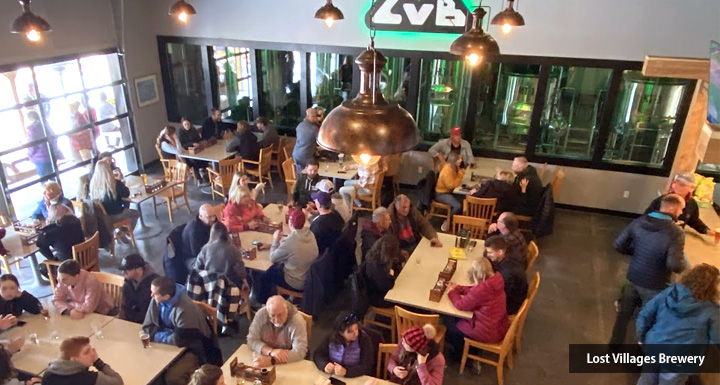 Pictures of customers drinking inside the Lost Villages Brewery